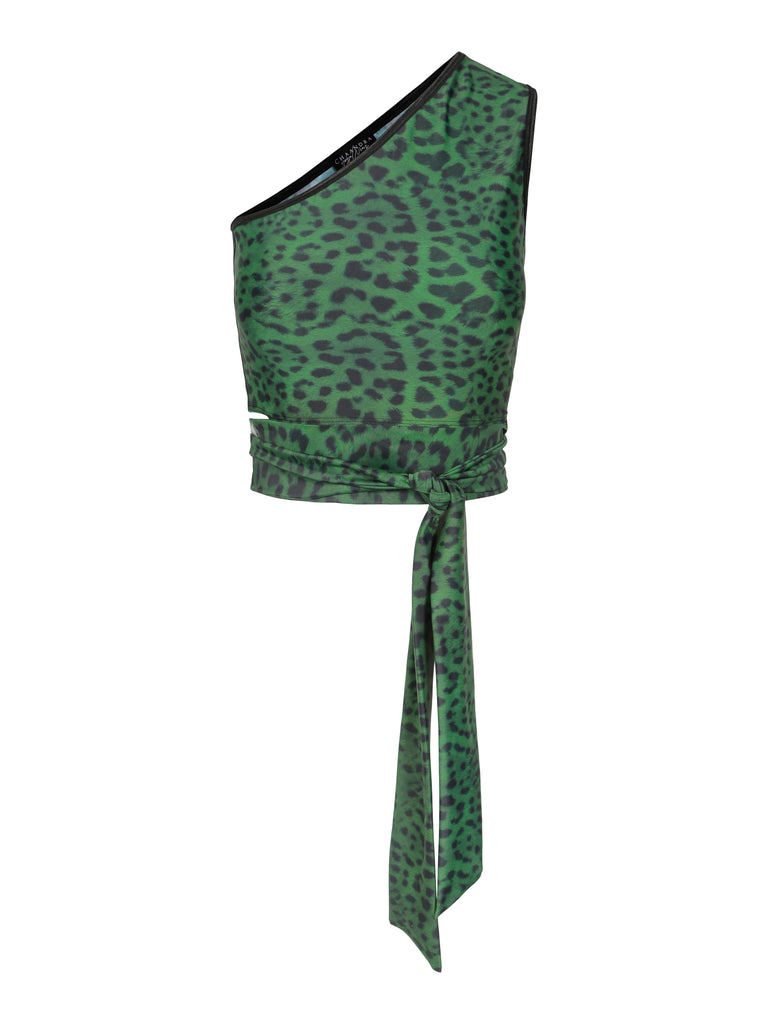 «SHANTI TOP» Asymmetric - Green Leopard Eco Print
