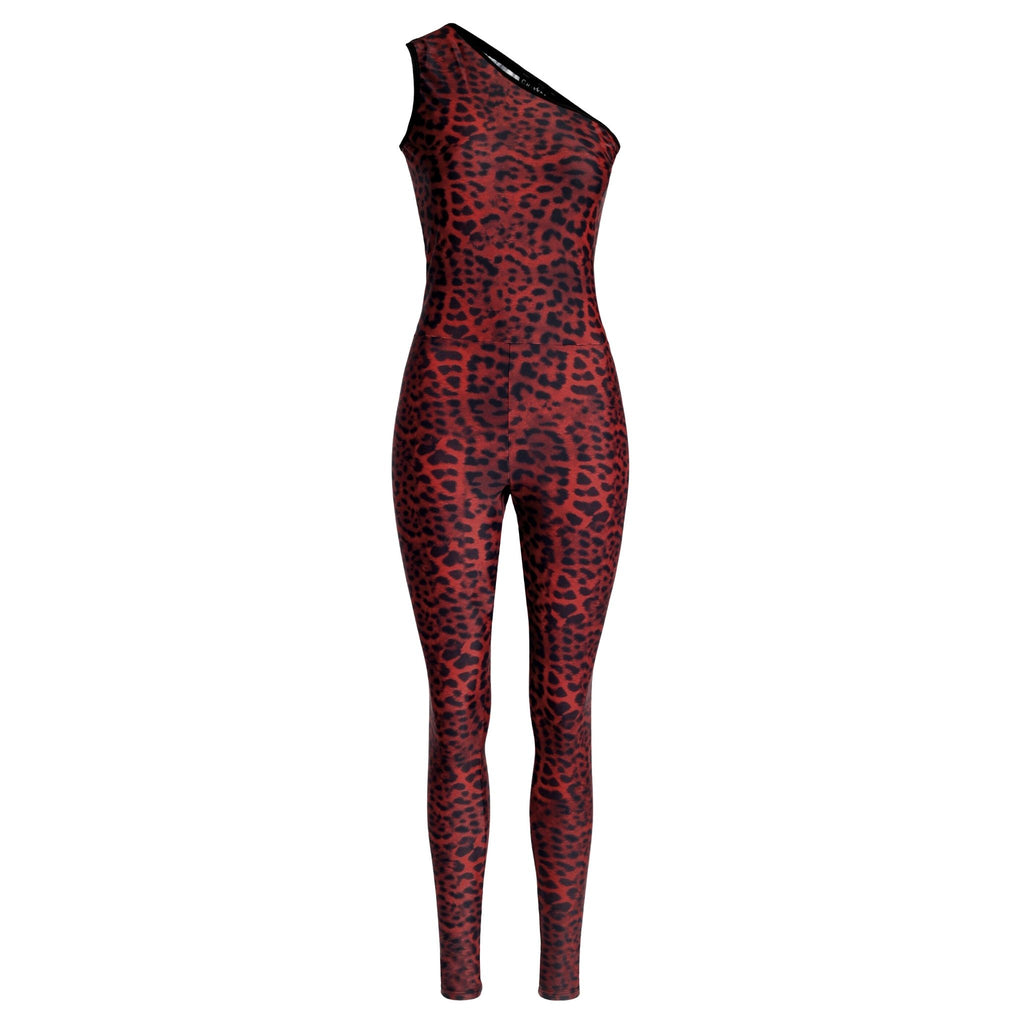 "PURUSHA CATSUIT" Red Leopard Eco Print